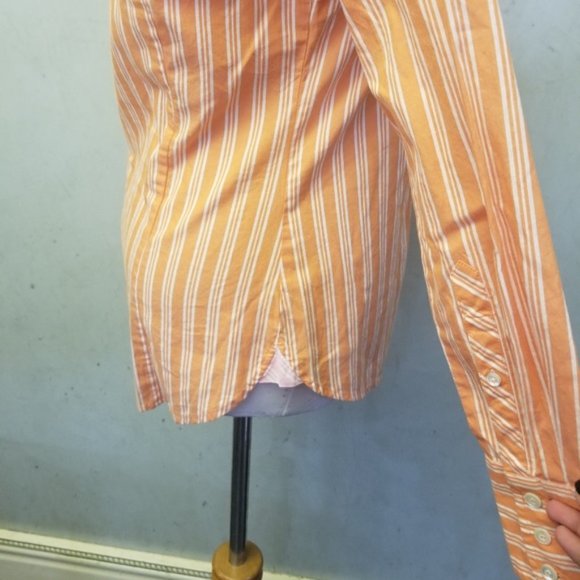 J.Crew orange striped button down size XS (P25) - Picture 7 of 8